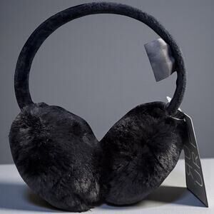 Unreal Fur Australia - FUR by URF - Black Faux Fur Ear Muffs Short Pile - New